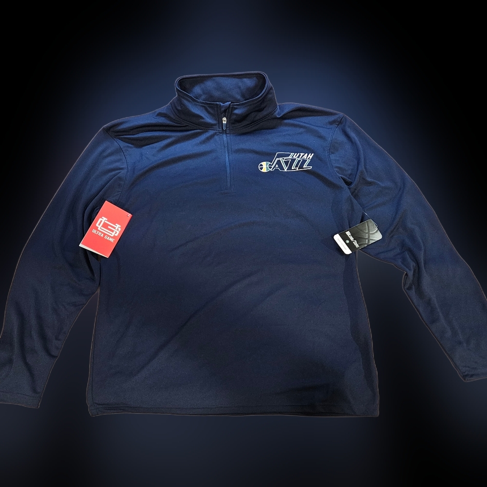 Utah Jazz Navy 3/4 Zip Pull Over Ultra Game NBA Size Medium